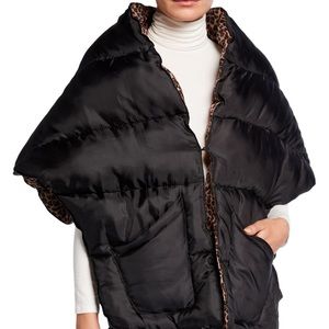 NWT Reversible puffer poncho